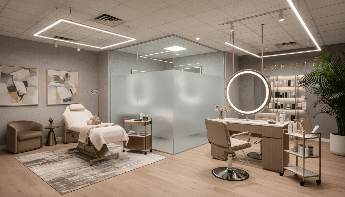 Luxury salon suite interior with professional setup and modern amenities