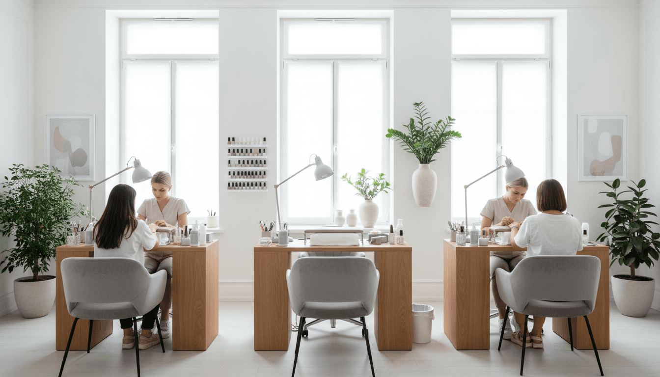 Modern nail care station with comfortable seating